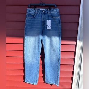 Zara High Rise Straight Long Length Jeans